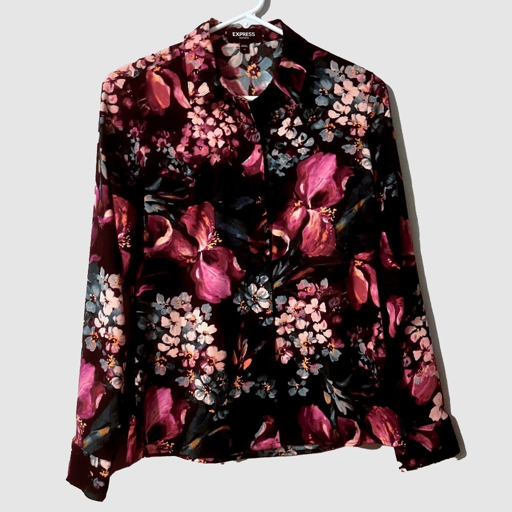 NWOT Express Portofino Blouse - XS - Black Floral